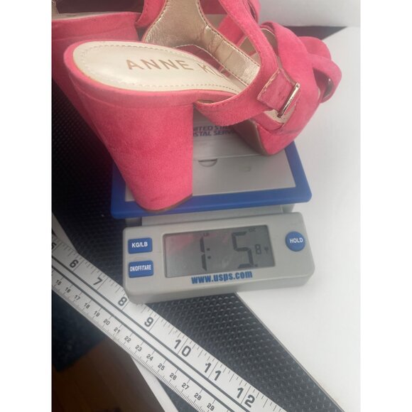 Anne Klein Pink Suede Platform Heels Strappy Open Toe Sandals Sz 7.5 Barbiecore - Picture 13 of 13